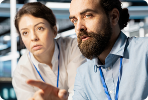 man and girl work on laptop mobile